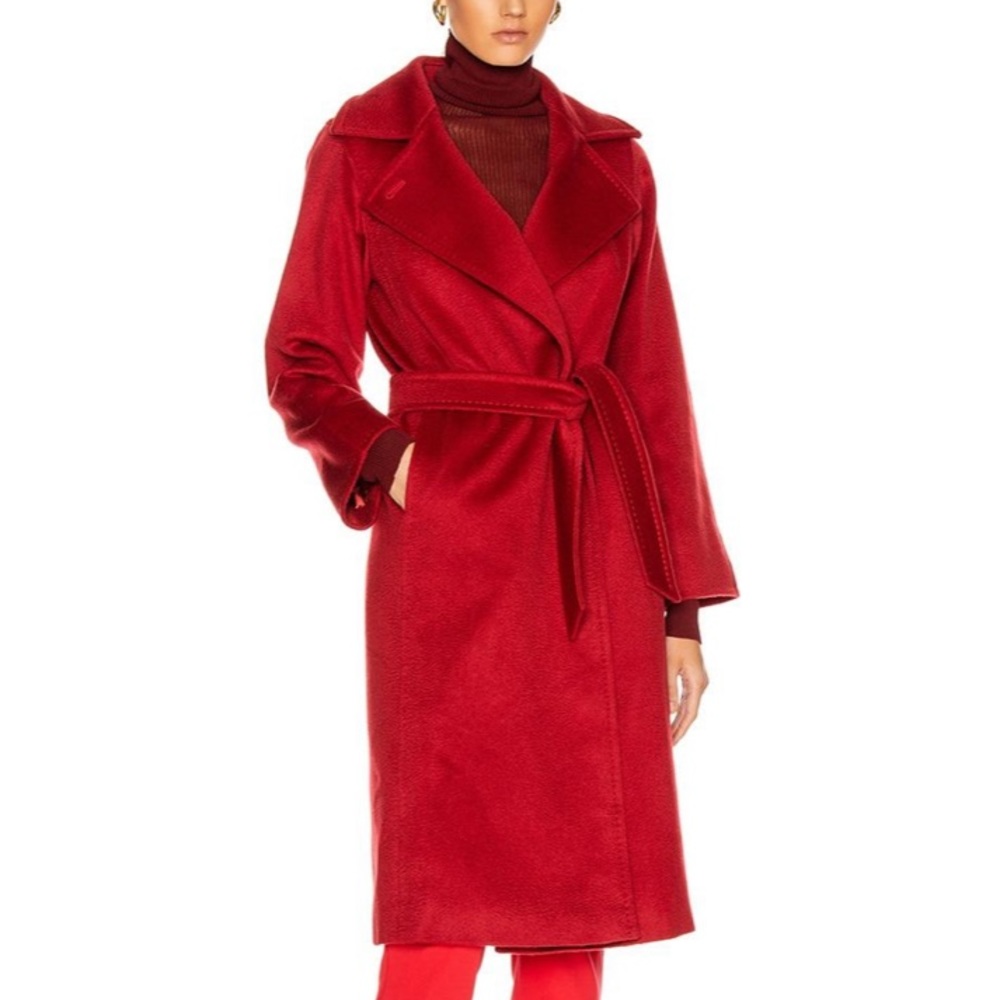 Max Mara red camel hair manuela icon classic wrap coat - Picture 2 of 11